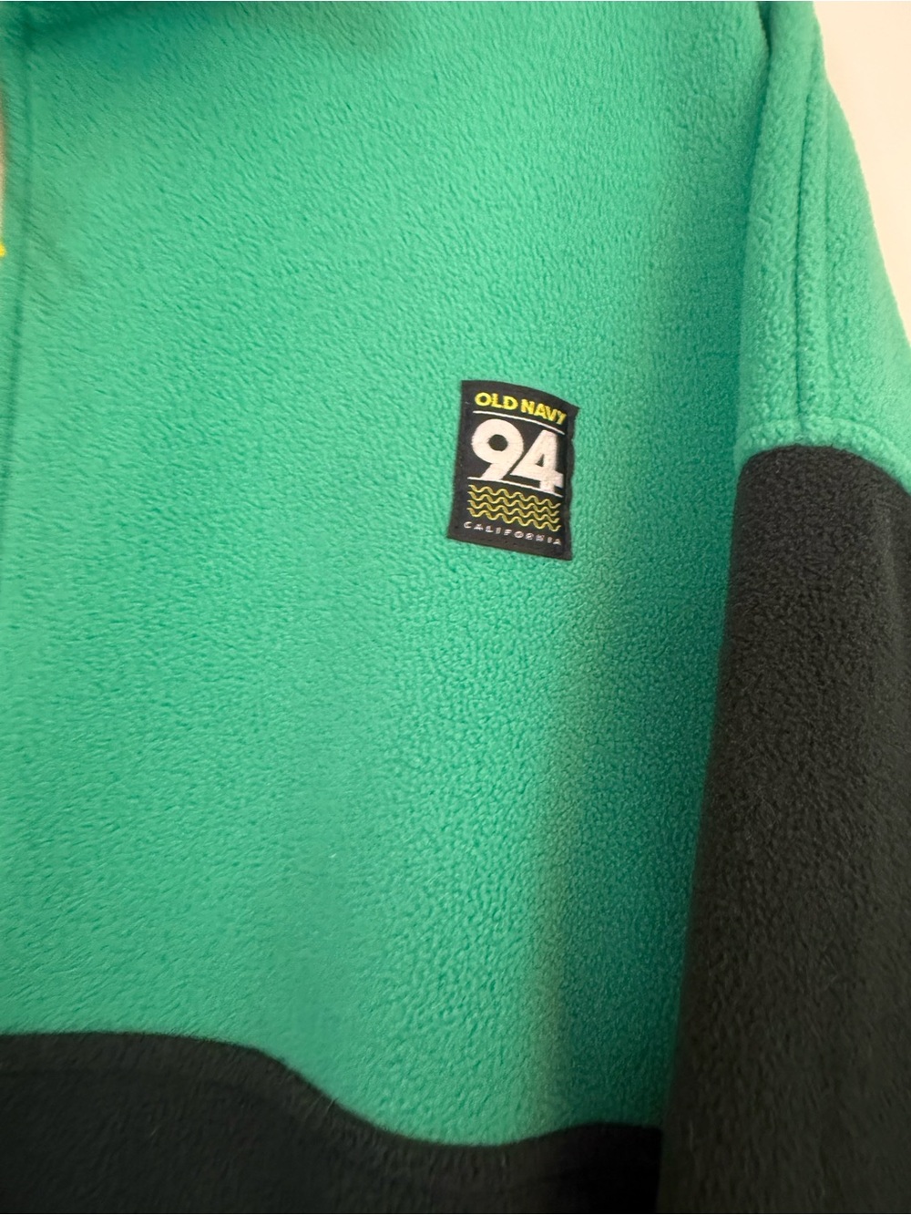 Old Navy Green and Black Fleece Pullover with Patch - Picture 2 of 7